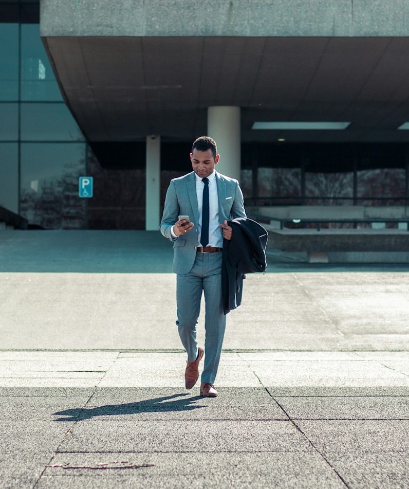 Homepage intro section - side image of man walking