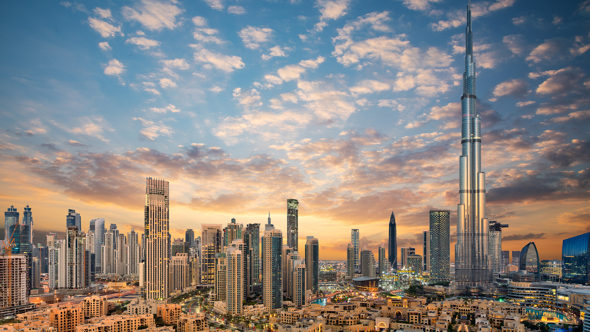 Amazing panoramic view on Dubai futuristic skyline, Downtown Dubai, United Arab Emirates